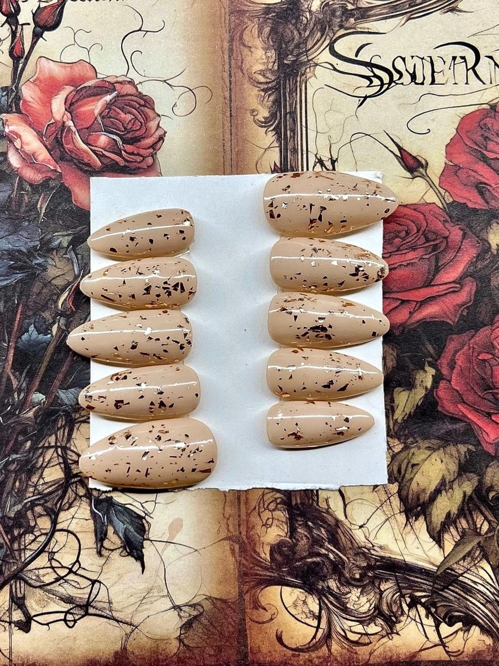 Brown Speckled Press-On Nails NWT